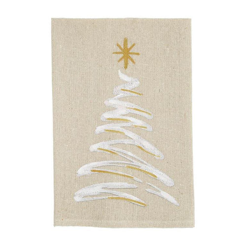 MUD PIE TREE XMAS HAND-PAINTED TOWEL