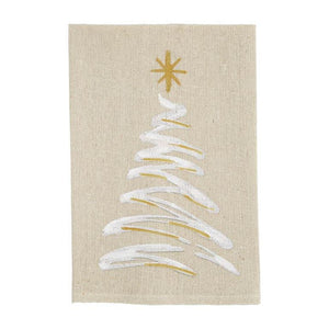 MUD PIE TREE XMAS HAND-PAINTED TOWEL