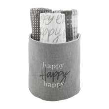 Load image into Gallery viewer, MUD PIE GRAY BUCKET HAPPY TOWELS