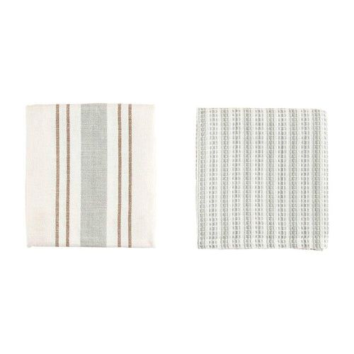 MUD PIE MIXED WAFFLE COTTON TOWELS SET