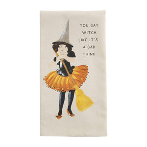 MUD PIE SAY WITCH HAND PAINTED TOWEL