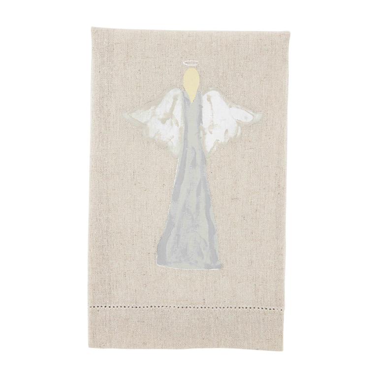 MUD PIE ANGEL WHITE XMAS PAINTED TOWEL