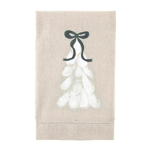 MUD PIE TREE WHITE XMAS PAINTED TOWEL