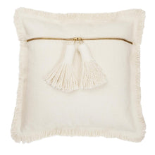 Load image into Gallery viewer, MUD PIE NATURAL DHURRIE TASSEL PILLOW
