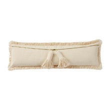Load image into Gallery viewer, MUD PIE WHITE DHURRIE TASSEL LONG PILLOW