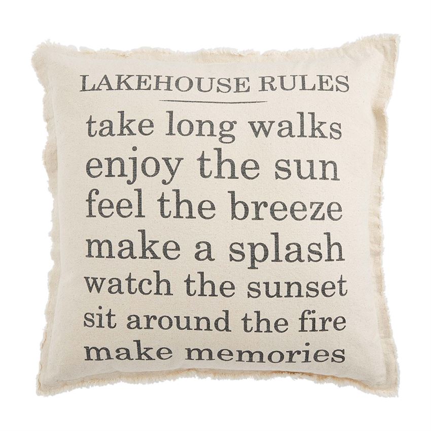 Mud Pie Lake House Rules Pillow