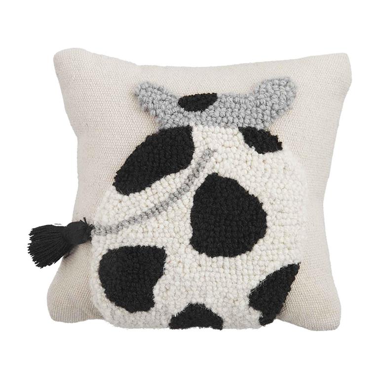 MUD PIE COW MINI FARM HOOK PILLOW