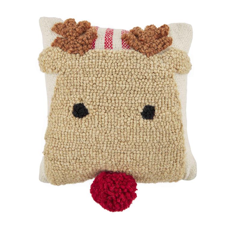 MUD PIE REINDEER SMALL HOOK PILLOW