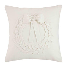 Load image into Gallery viewer, MUD PIE WHITE WREATH PILLOW