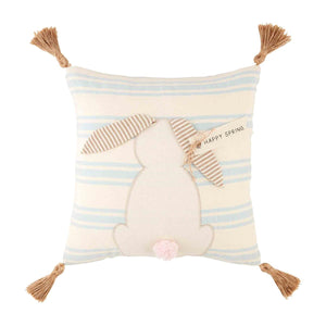 MUD PIE HOP BUNNY STRIPED PILLOW