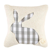 Load image into Gallery viewer, MUD PIE CHECK BUNNY HOOKED PILLOW