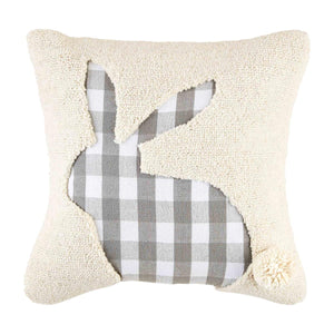 MUD PIE CHECK BUNNY HOOKED PILLOW