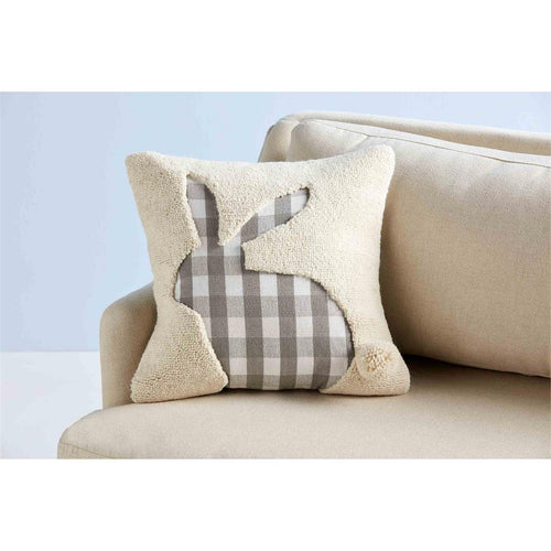 MUD PIE CHECK BUNNY HOOKED PILLOW