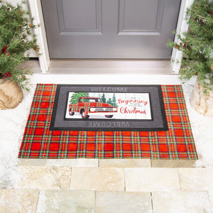 Christmas Door Mat Buffalo Plaid Rug, Welcome Christmas Outdoor