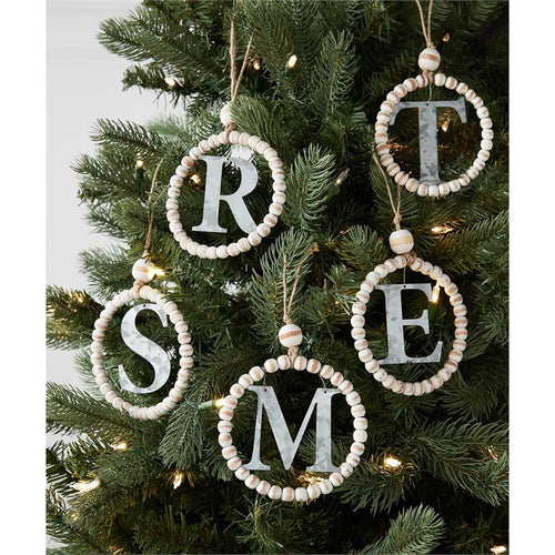 MUD PIE HOLIDAY INITIAL BEADED ORNAMENTS