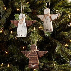 MUD PIE MULTI WOOD ANGEL ORNAMENT