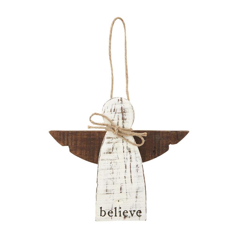 MUD PIE MULTI WOOD ANGEL ORNAMENT