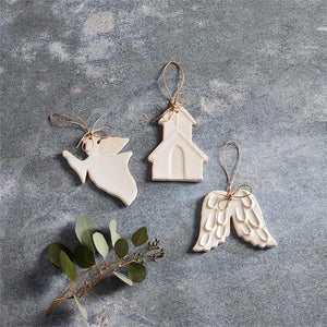 MUD PIE ANGEL WHITE GLAZED ORNAMENT