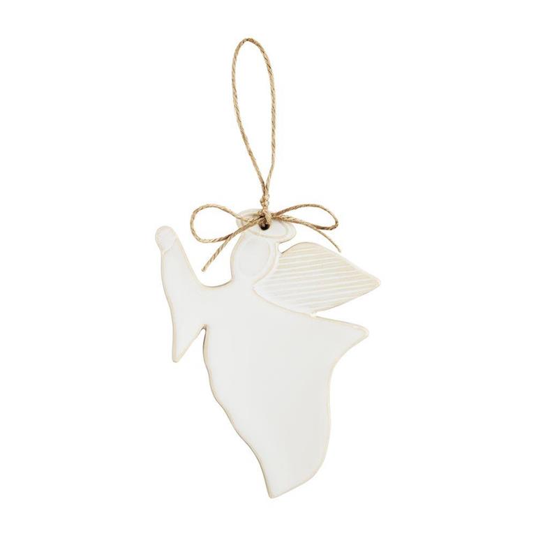 MUD PIE ANGEL WHITE GLAZED ORNAMENT