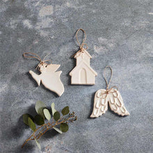 Load image into Gallery viewer, MUD PIE WINGS WHITE GLAZED ORNAMENT