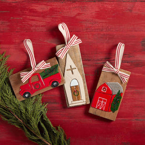 MUD PIE BARN HAND PAINTED ORNAMENT