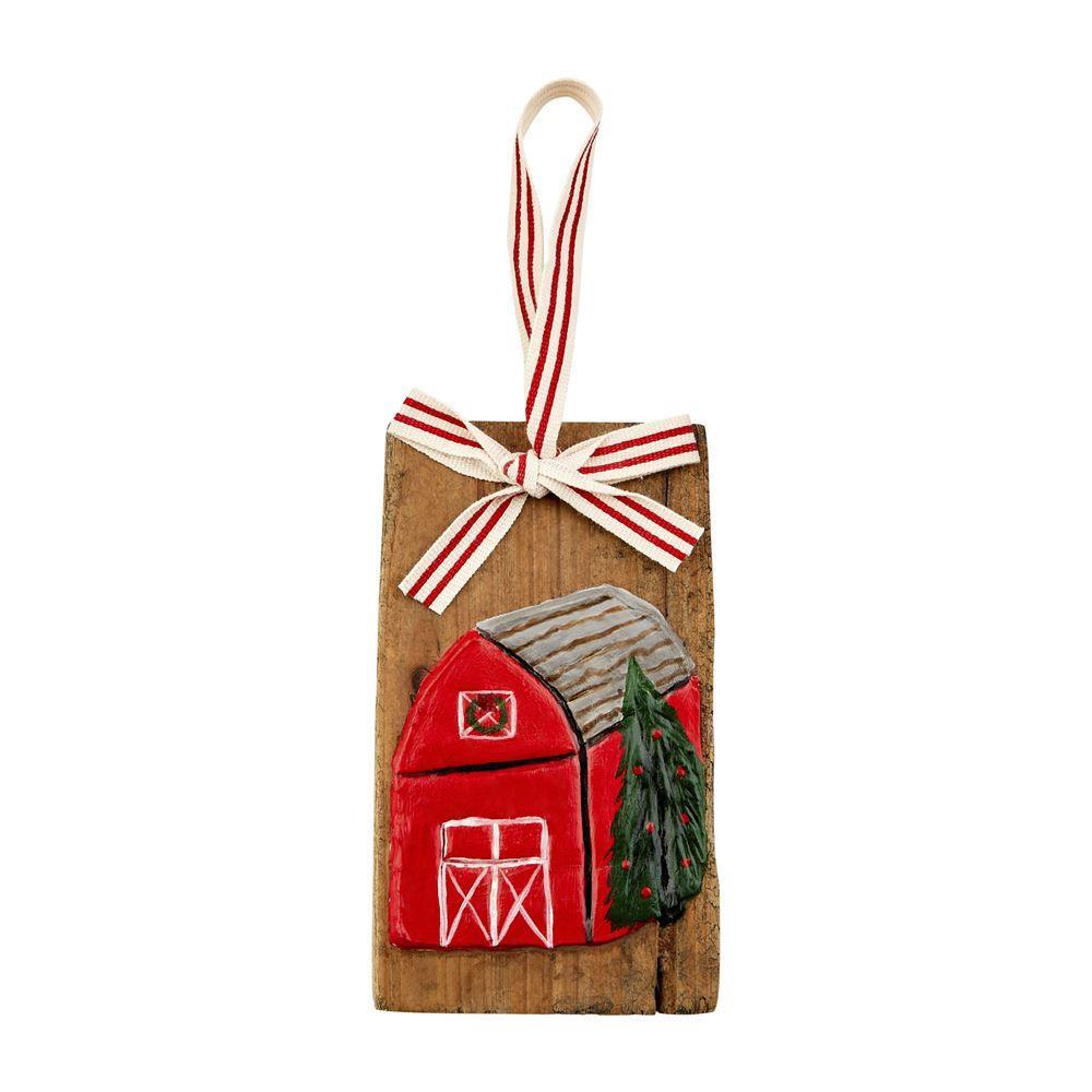 MUD PIE BARN HAND PAINTED ORNAMENT