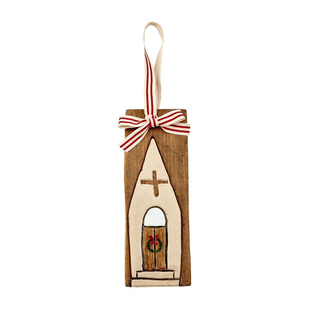 MUD PIE CHURCH HAND PAINTED ORNAMENT