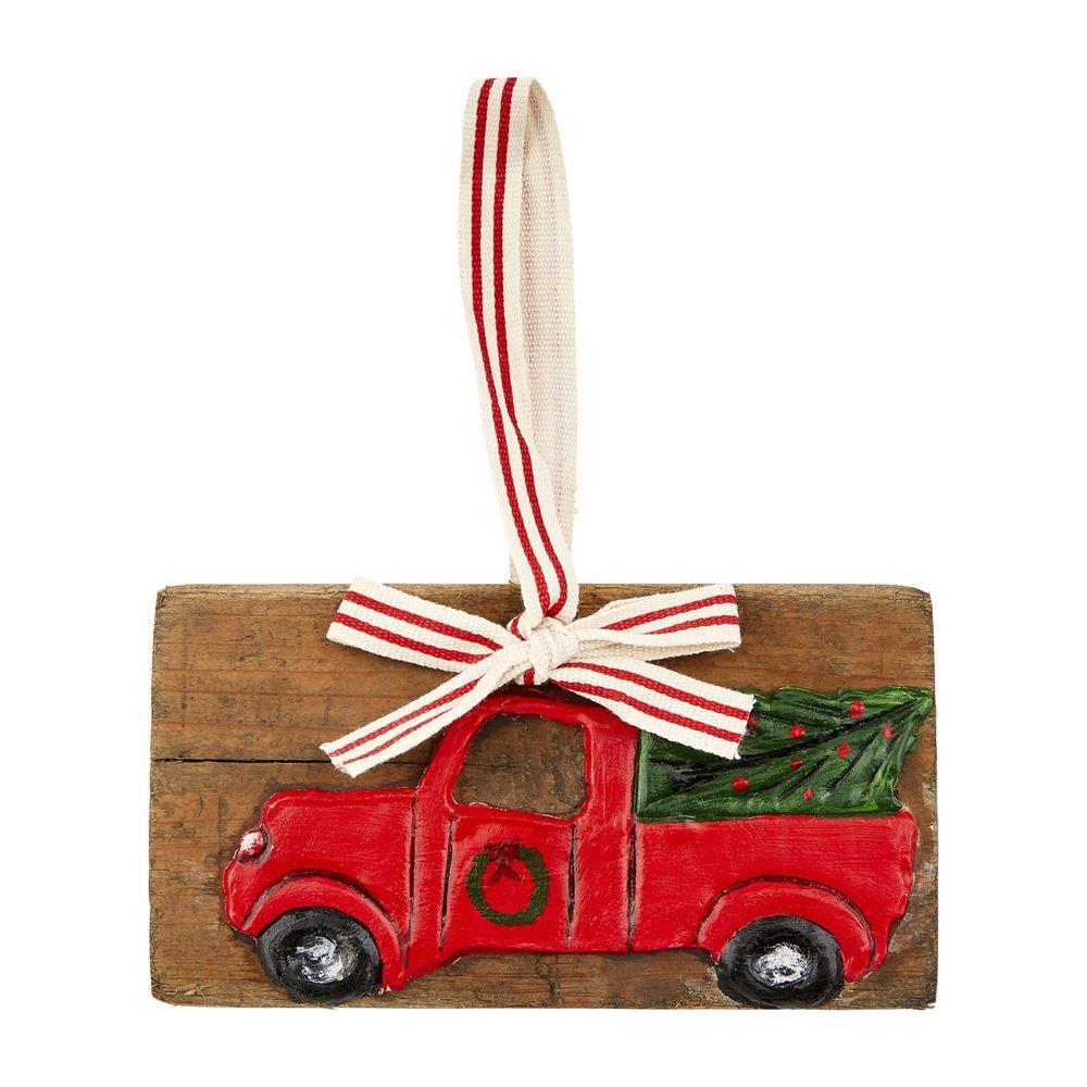 MUD PIE TRUCK HAND PAINTED ORNAMENT