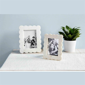 MUD PIE LARGE SCALLOPED MARBLE FRAME