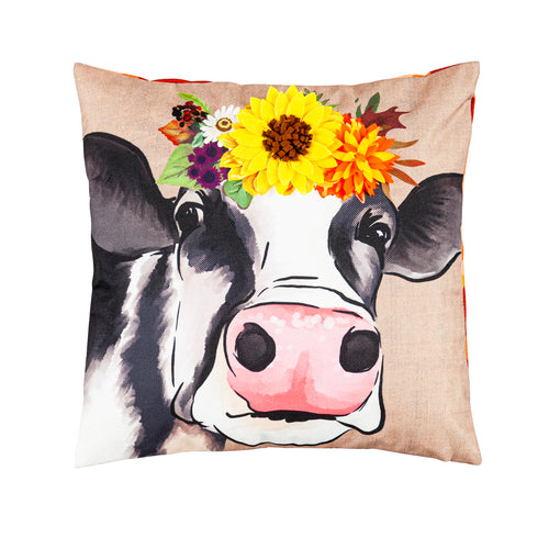 EVERGREEN FALL COW OUTDOOR PILLOW COVER