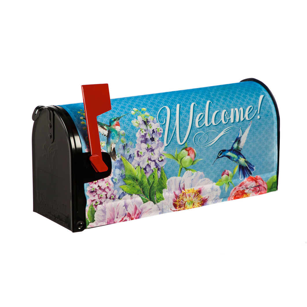 EVERGREEN PEONIES & HUMMINGBIRDS MAILBOX COVER