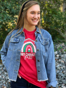 Southernology Merry Christmas Y'all Rainbow Statement Tee