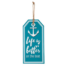 Load image into Gallery viewer, EVERGREEN LIFE IS BETTER ON THE BOAT METAL SIGN