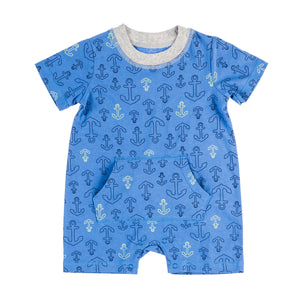 Evergreen Anchors Away Nautical Baby Romper _Blue