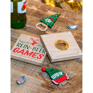 EVERGREEN CHRISTMAS BOTTLE OPENER COASTER