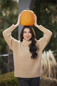 MUD PIE TAUPE RANDI WAFFLE SWEATER