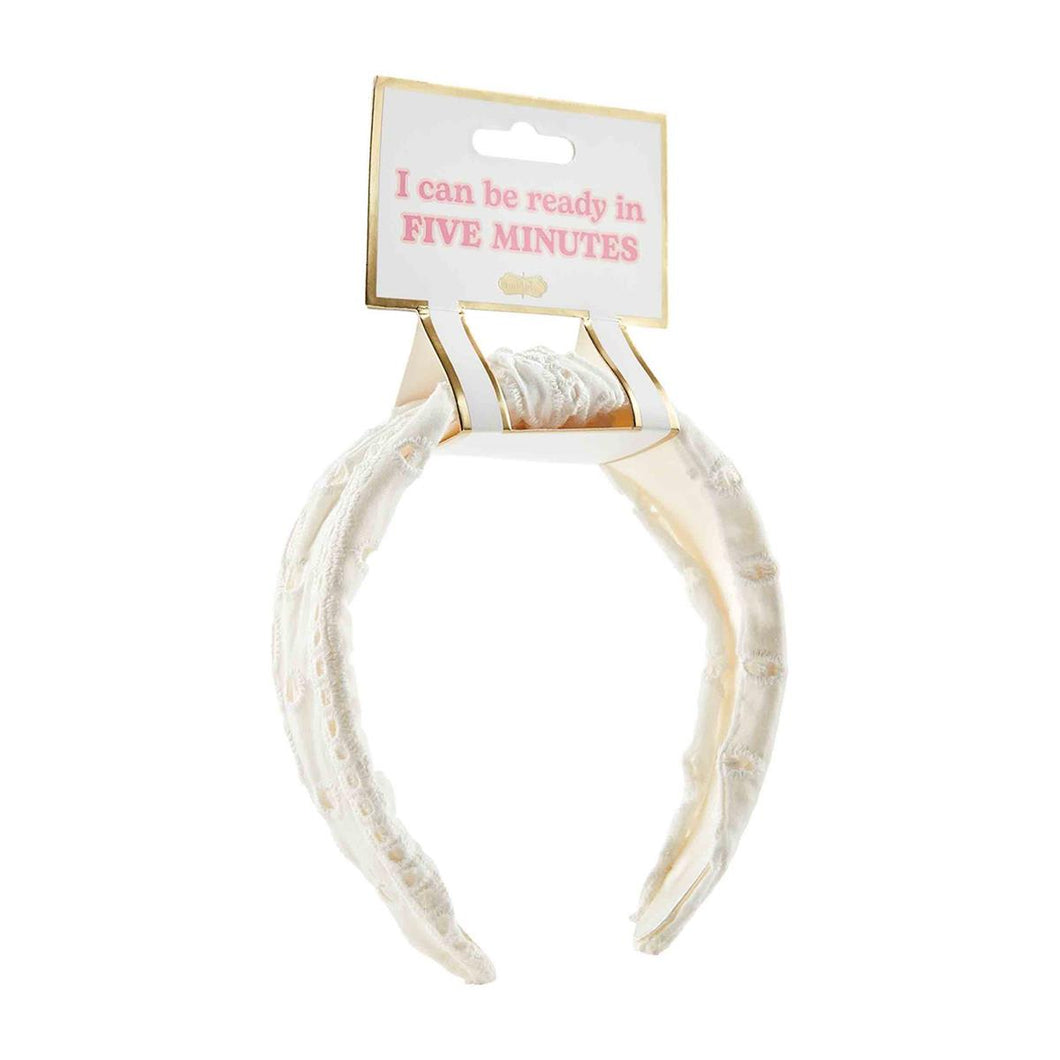 MUD PIE EYELET KNOTTED HEADBAND WHITE