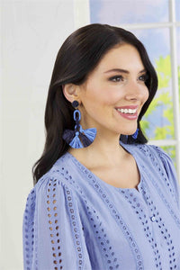 MUD PIE RAFFIA TASSEL EARRINGS BL