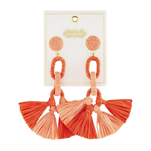 MUD PIE RAFFIA TASSEL EARRINGS CL