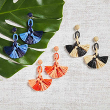 Load image into Gallery viewer, MUD PIE RAFFIA TASSEL EARRINGS TN