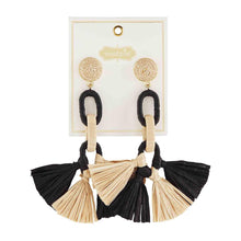 Load image into Gallery viewer, MUD PIE RAFFIA TASSEL EARRINGS TN