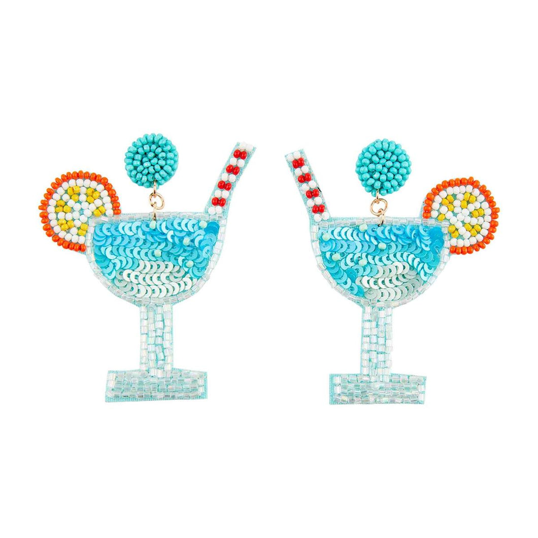 MUD PIE BEADED DRINK EARRINGS BLUE