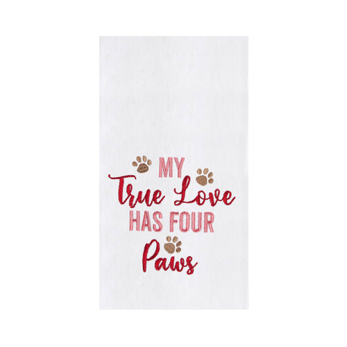 Valentine's Day True Love Has Four Paws Kitchen Towel