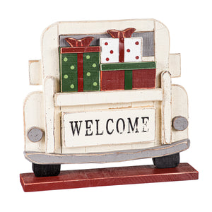 EVERGREEN 21.5"H WOODEN TRUCK WELCOME OUTDOOR SIGN