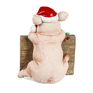 EVERGREEN 10" LED BATTERY OPERATED HOLIDAY PIG WITH CHRISTMAS SIGN GARDEN STATUARY