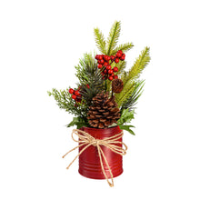 Load image into Gallery viewer, EVERGREEN ASSORTED PINECONE BERRY ARTIFICIAL IN METAL CAN TABLE DECOR