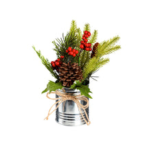 Load image into Gallery viewer, EVERGREEN ASSORTED PINECONE BERRY ARTIFICIAL IN METAL CAN TABLE DECOR