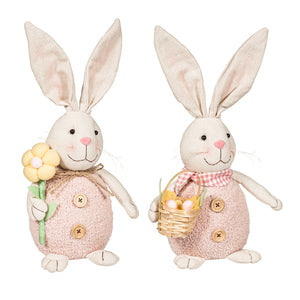 EVERGREEN ASSORTED FABRIC BUNNY TABLE DÉCOR