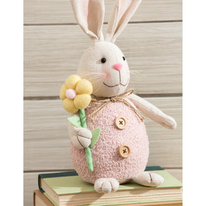 EVERGREEN ASSORTED FABRIC BUNNY TABLE DÉCOR