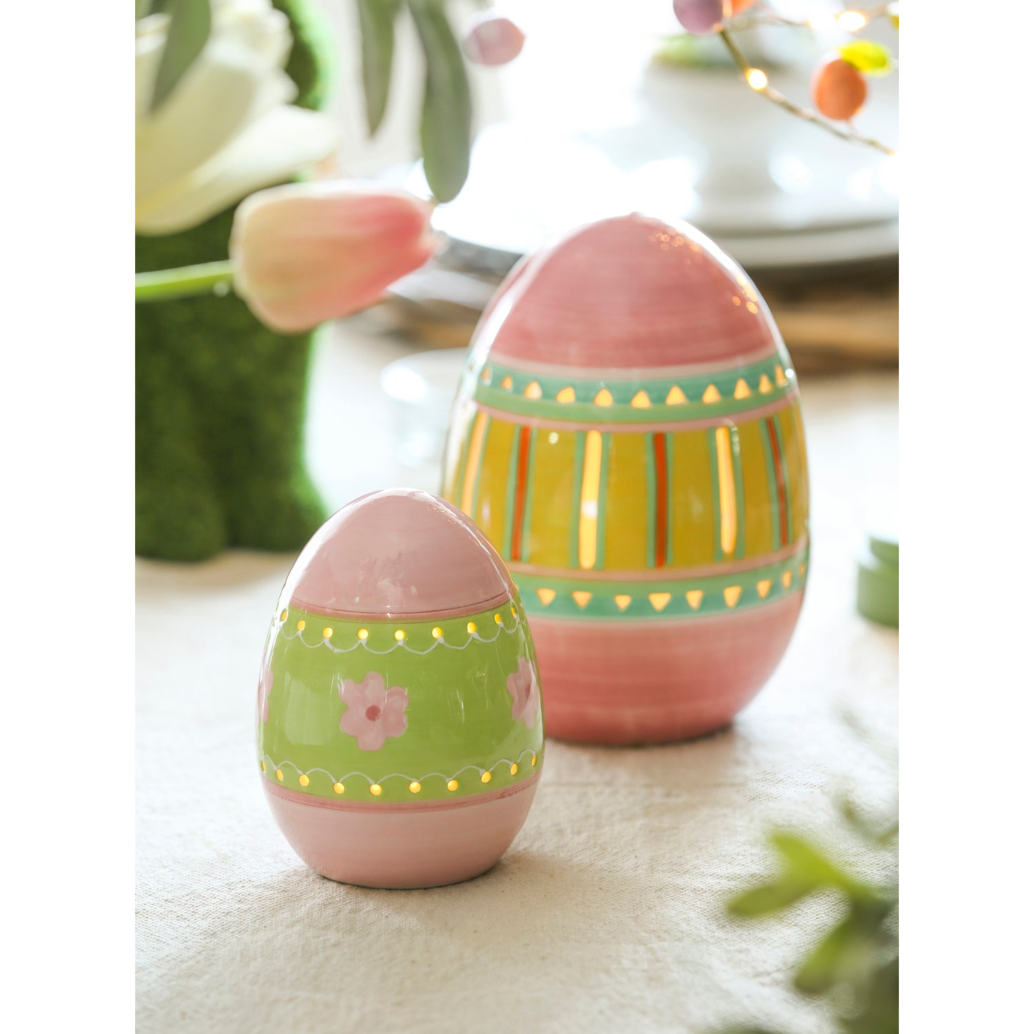 Glitzhome 7.75 H Easter Wooden Eggs Table Decor - Multi